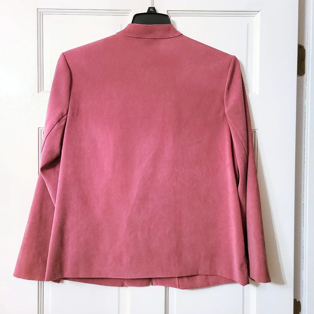 EUC Southern Lady Mauve-Pink Floral Embroidery Short Collar Suede Texture Jacket - Picture 3 of 4